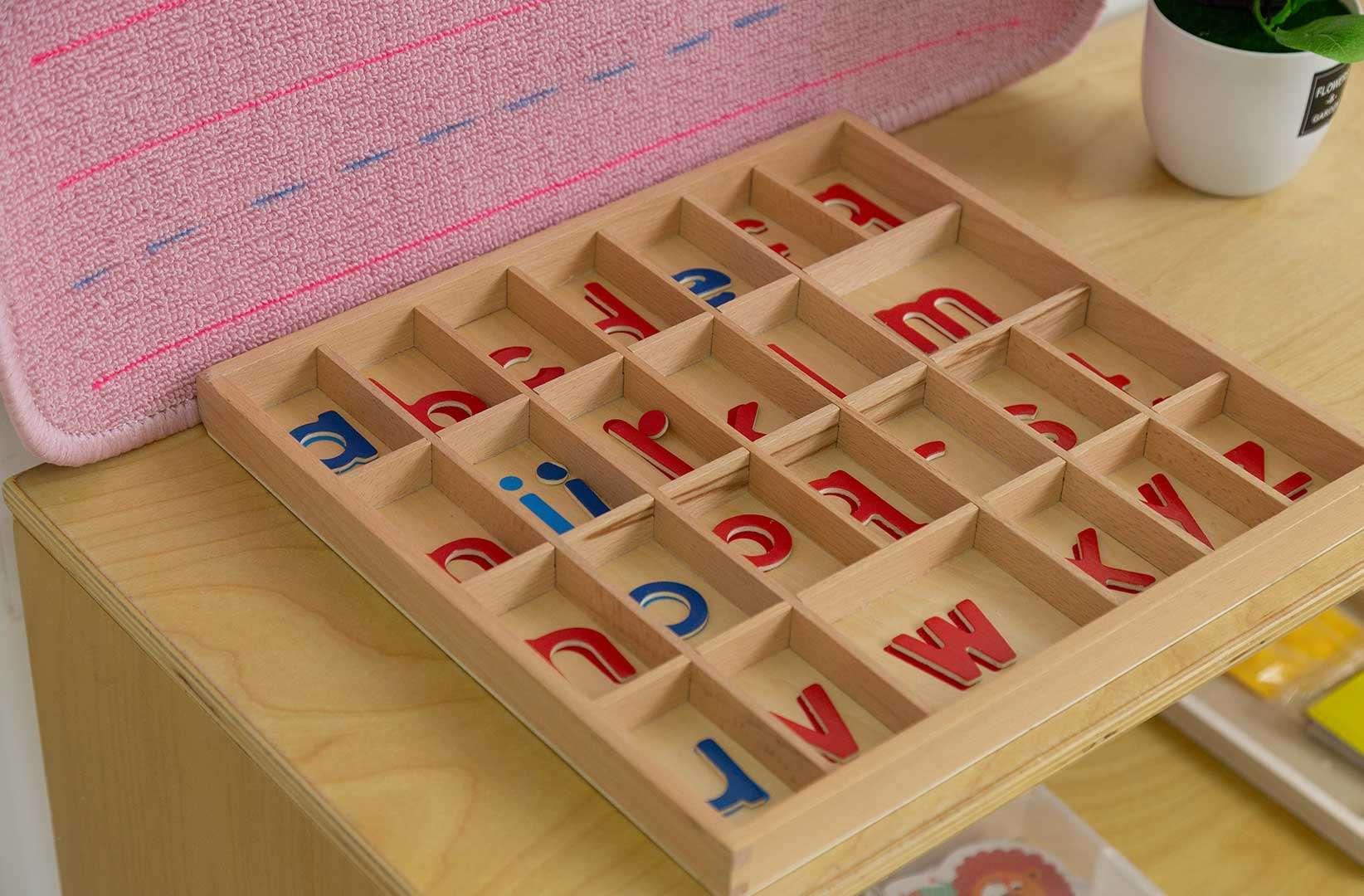 Montessori moveable alphabet material